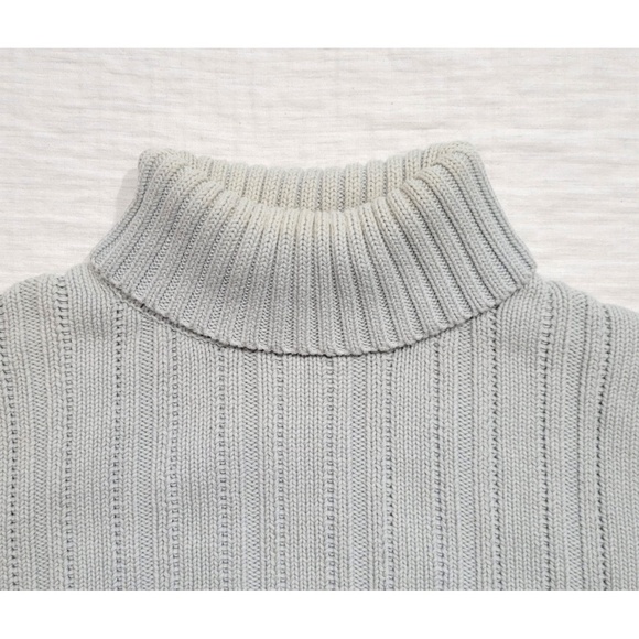 Banana Republic Light Gray Turtleneck 100% Cotton Sweater Men Medium-Large - Picture 2 of 8